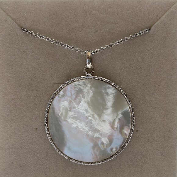 Honora White Mother-of -Pearl Disc Pendant and Silver Necklace - Picture 8 of 14